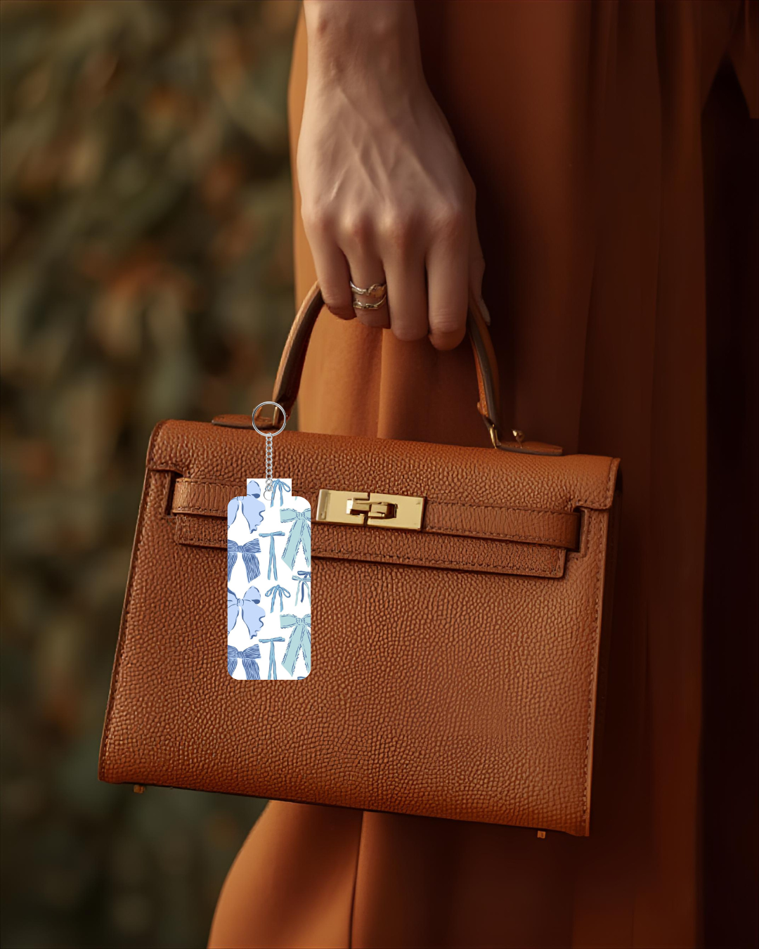 Blue Bow Chapstick Holder Keychain