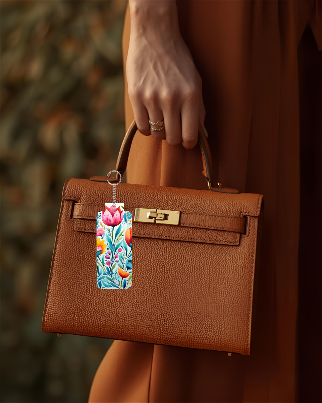 Bright Flower Chapstick Holder Keychain