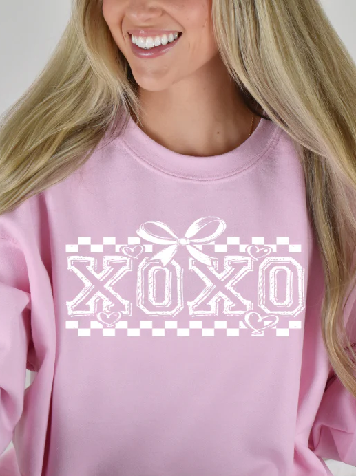 XOXO Checkered Heart Bow