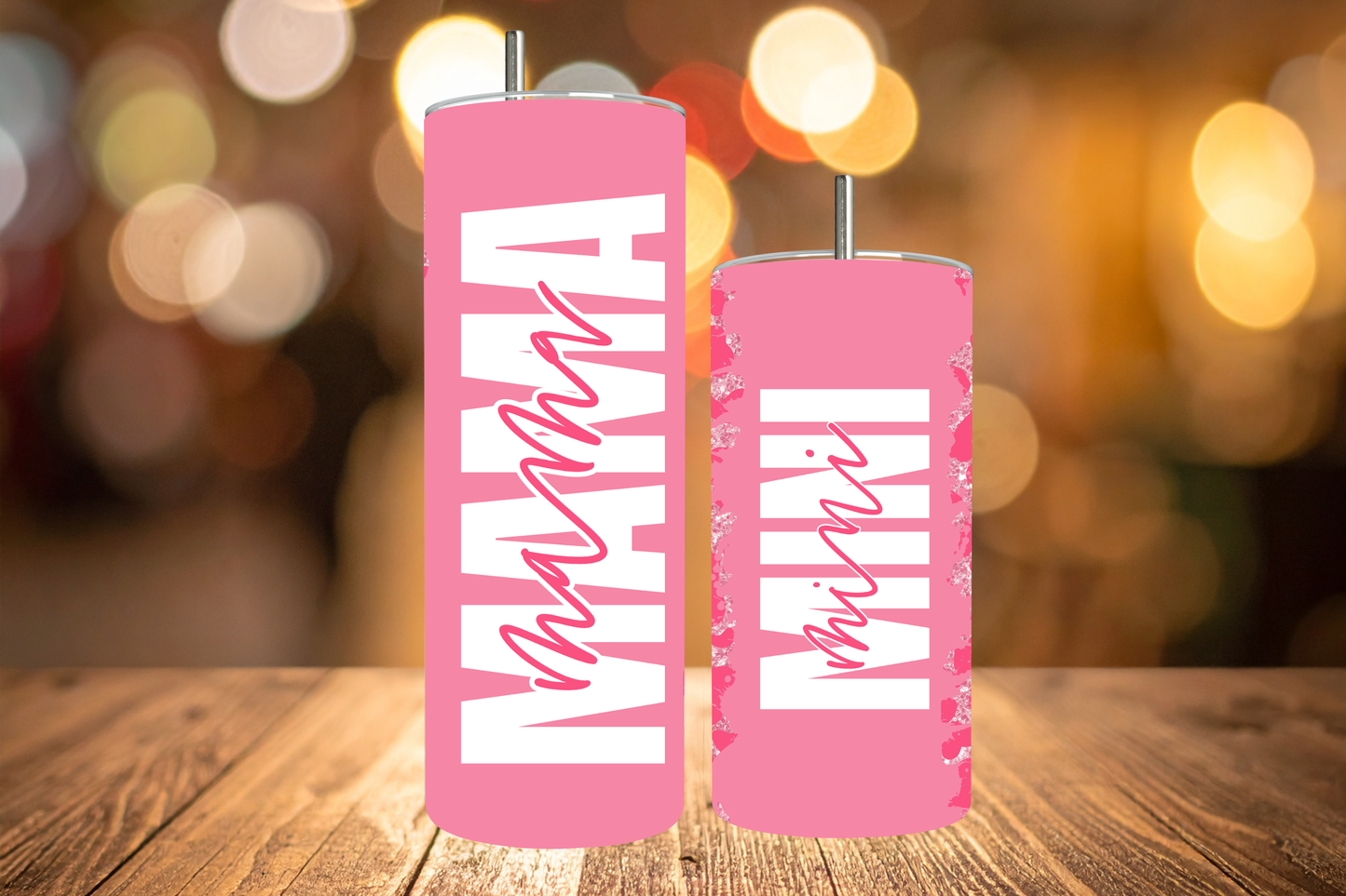 MAMA & MINI Pink Leopard Tumbler Set