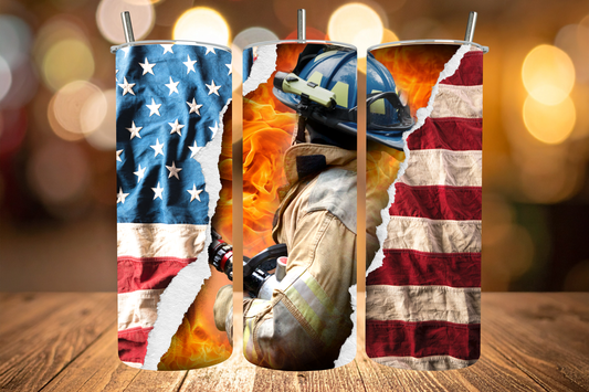 Firefighter American Flag Tumbler