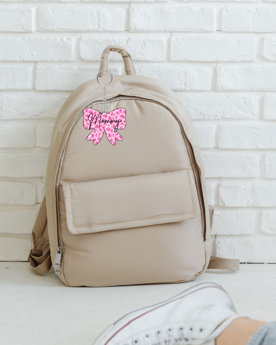 Pink Cheetah Bow Keychain