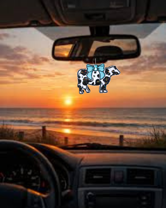 Blue Bow Cow Freshie