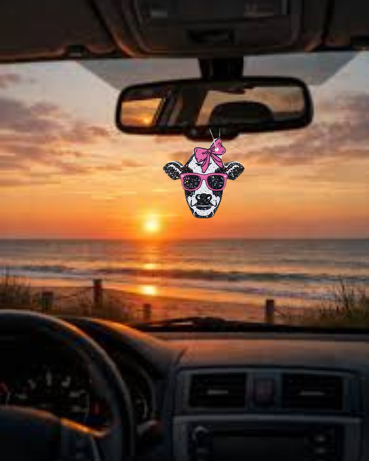 Pink Bow Cow Head Freshie