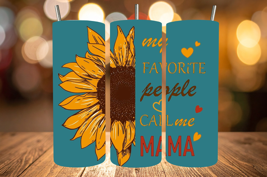 My Favorite People Call Me MAMA Sunflower Blue Tumbler