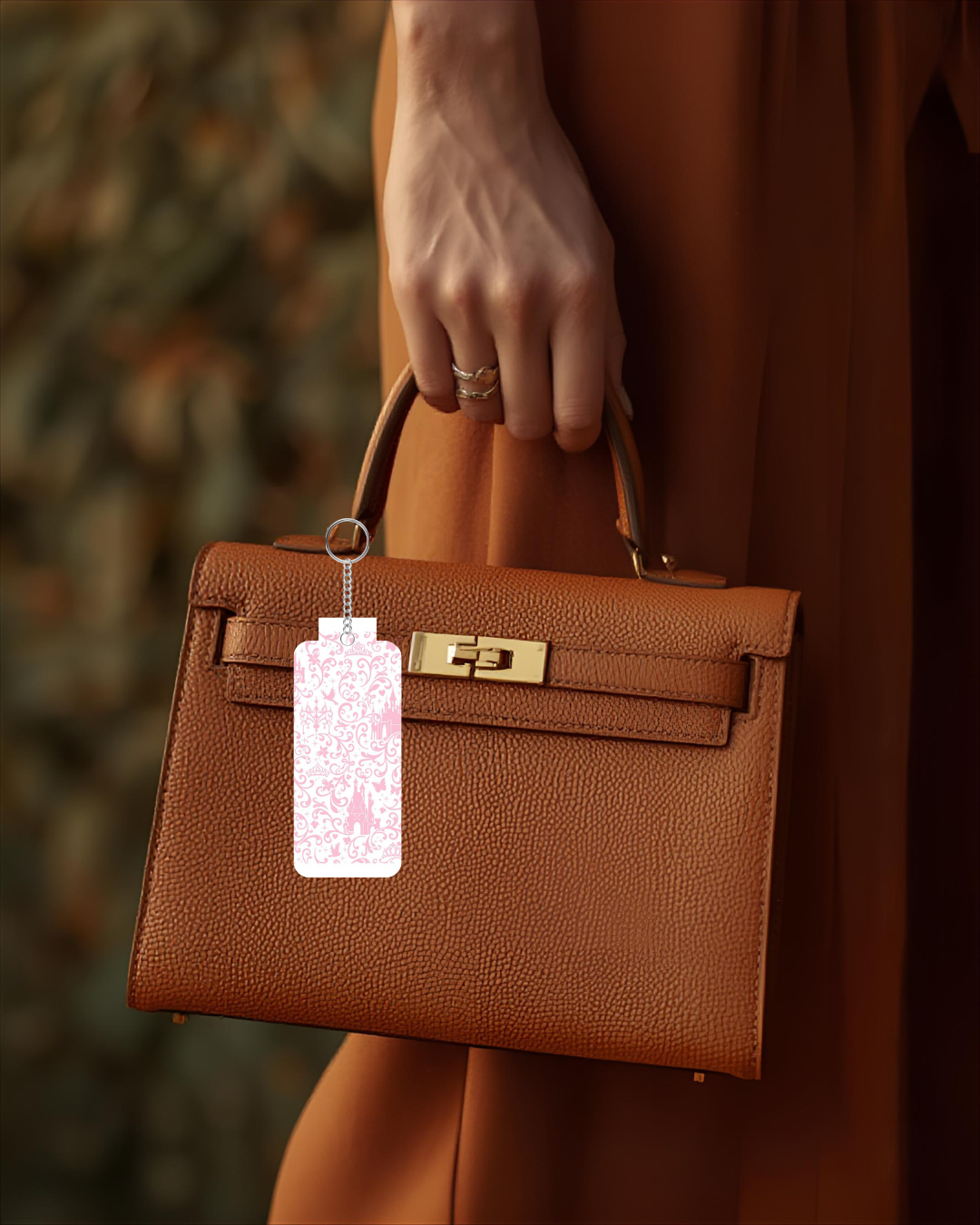Pink Disney Castle Chapstick Holder Keychain