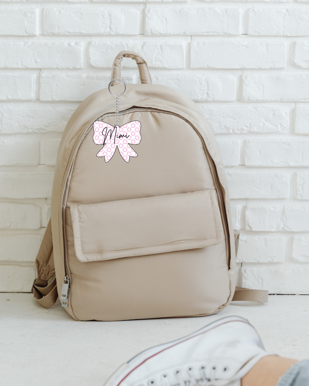Pink Polka Dot Bow Keychain