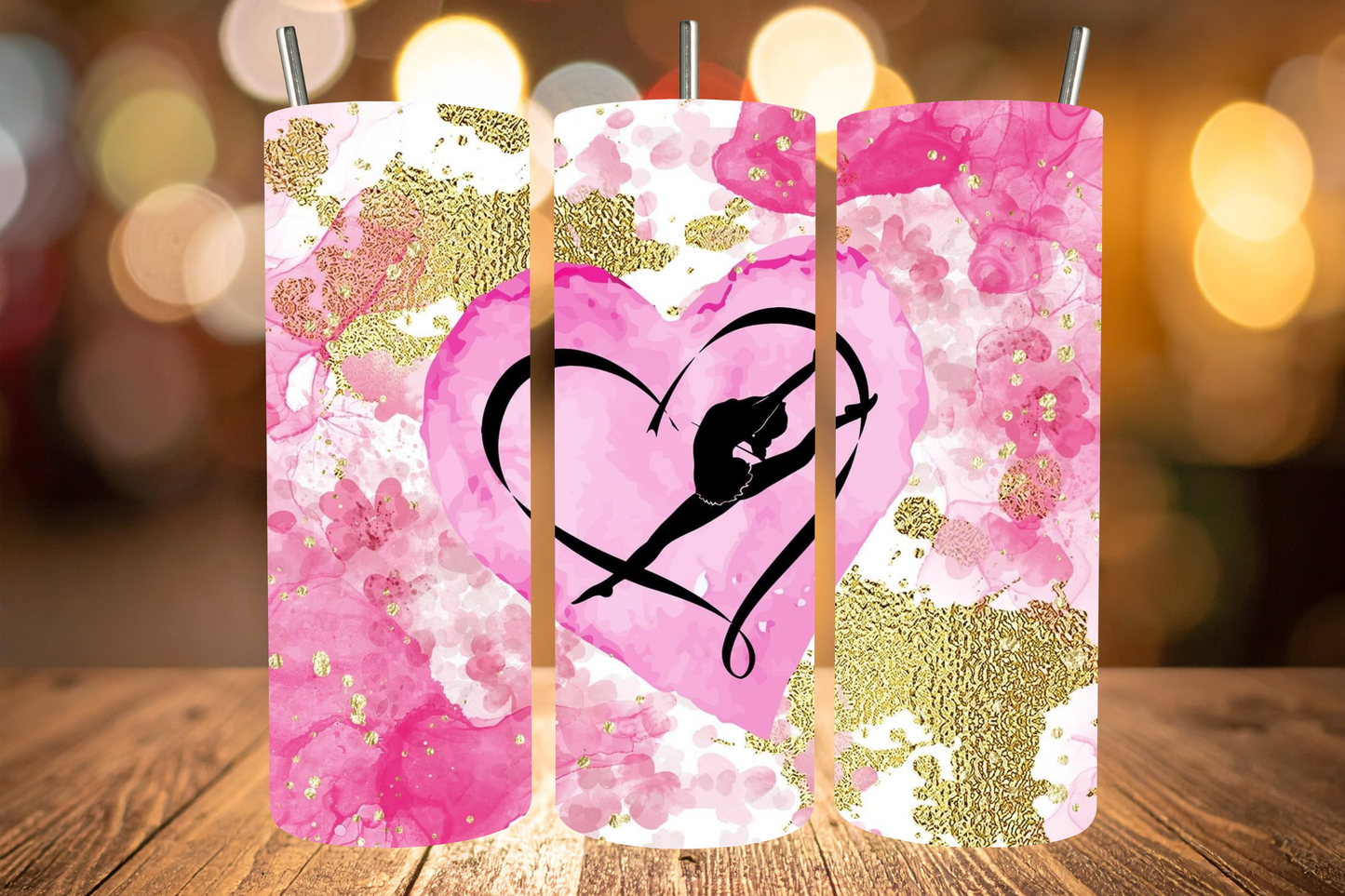 Pink & Gold Gymnastics Tumbler