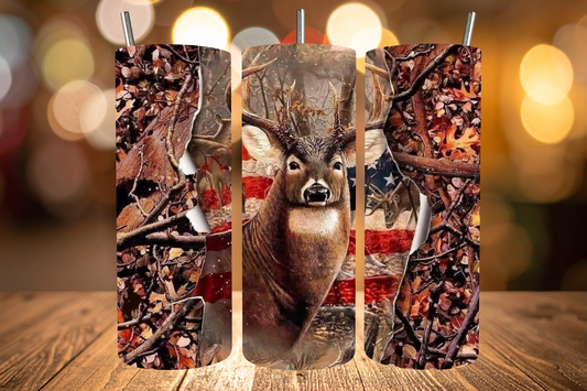 American Flag Deer Tumbler