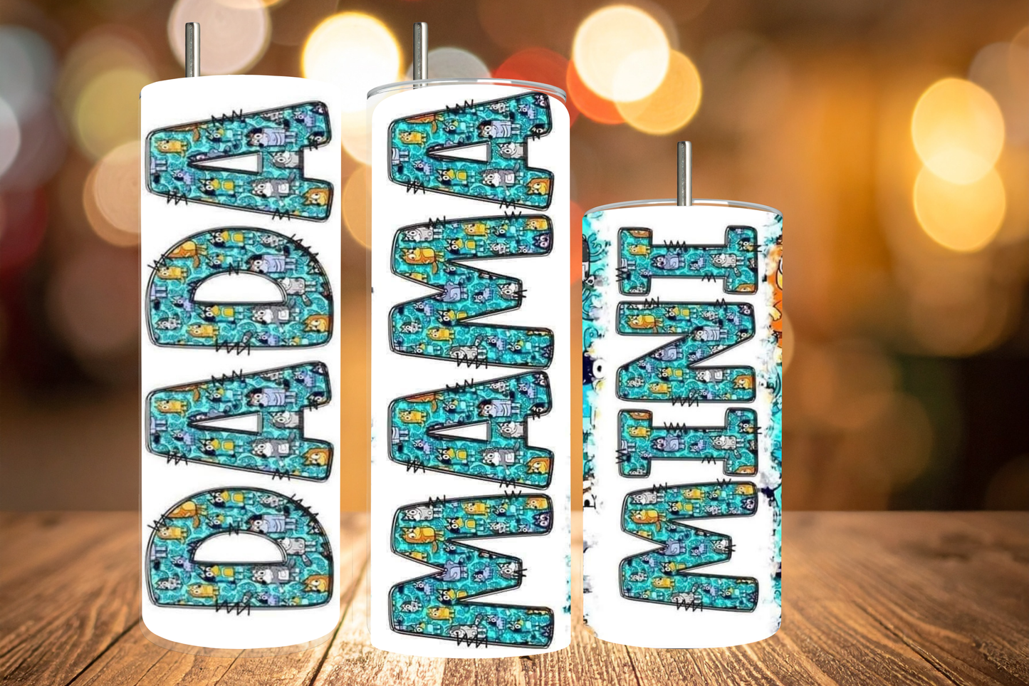 DADA, MAMA & MINI Bluey Tumbler Set