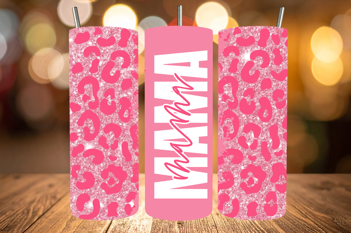 MAMA & MINI Pink Leopard Tumbler Set