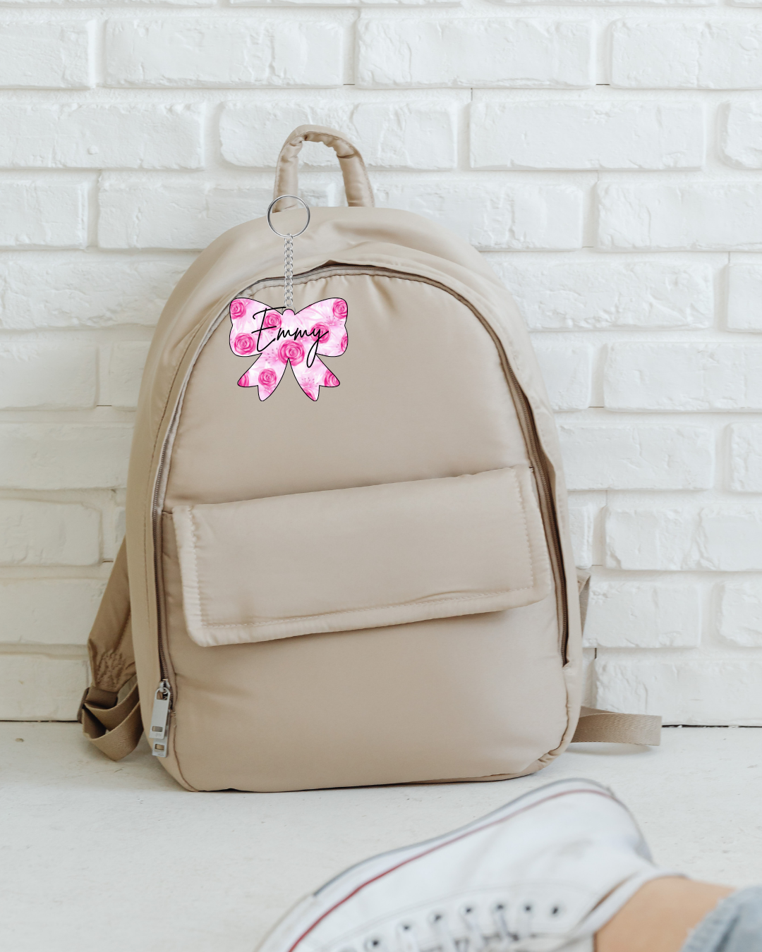 Pink Rose Bow Keychain
